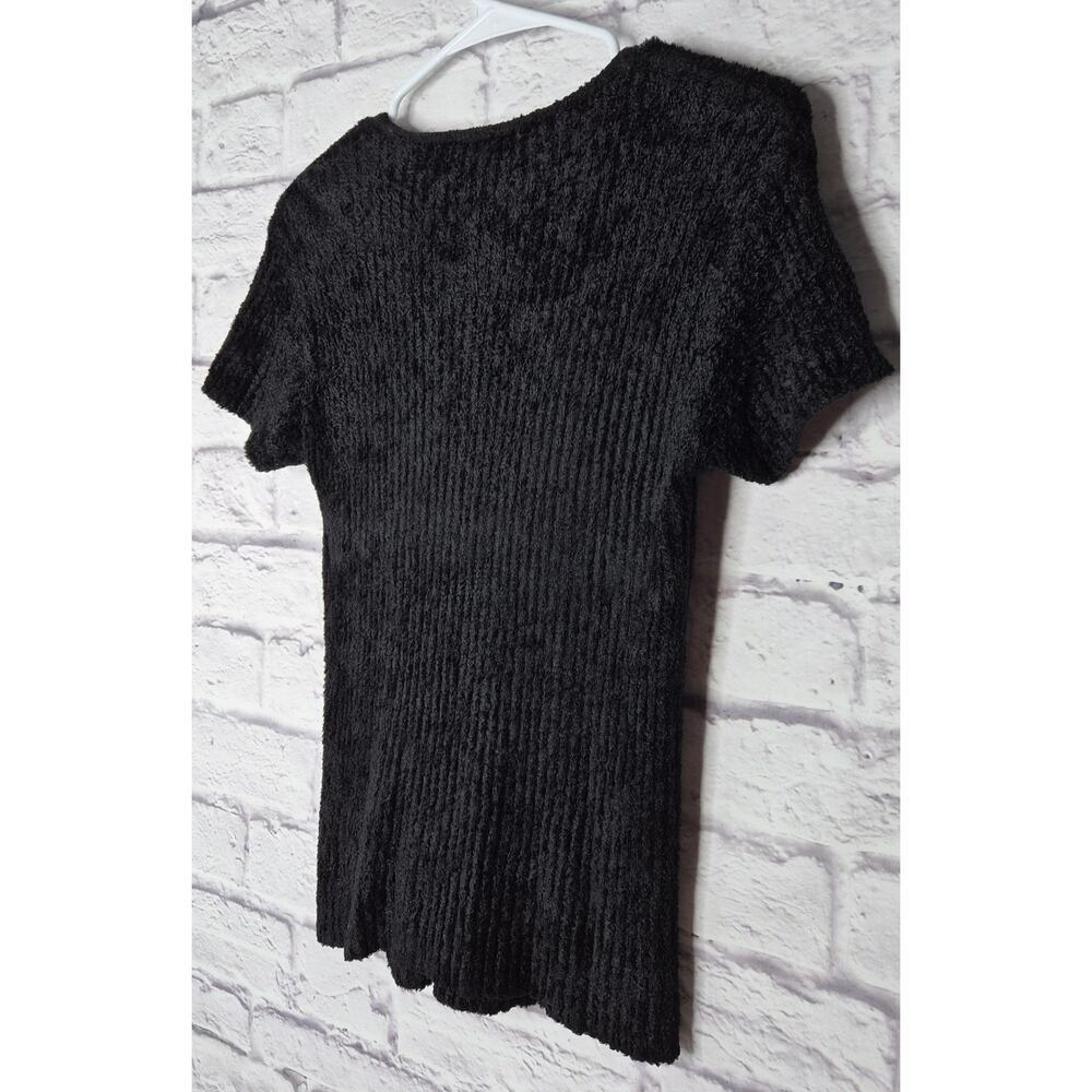 VTG 90s Emanuel Ungaro Black Ribbed Chenille Top M Made in USA Designer Knit - Picture 7 of 7